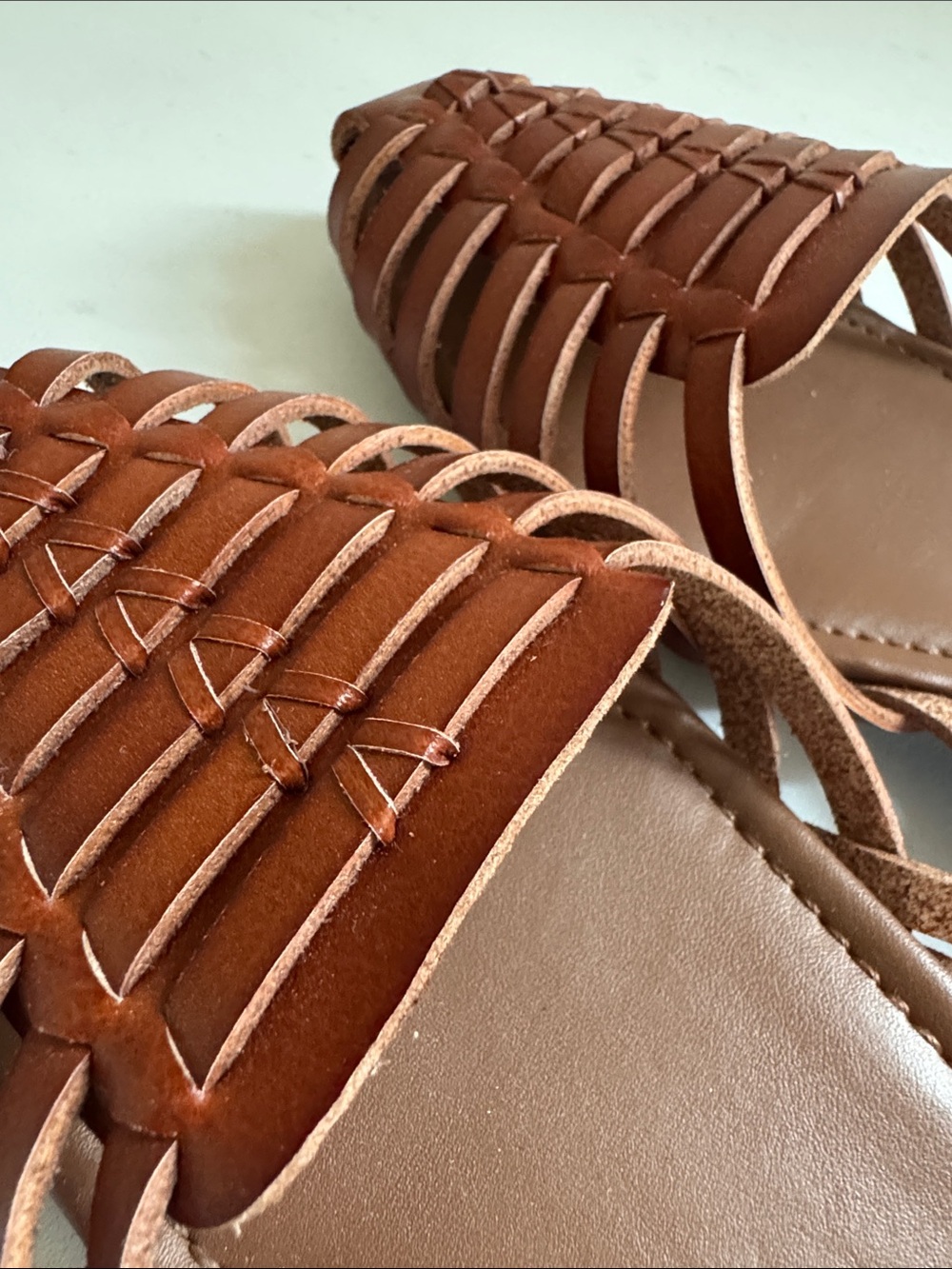 J Crew Sz 7 Huaraches (Woven leather slides) caramel brown - Picture 6 of 6